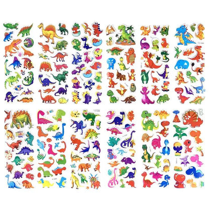 12 Sheets/Set 3D Dinosaur Stickers for Kids Toys Home Wall Decor Cartoon Sticker Scrapbooking Boys Notebook Diary Label