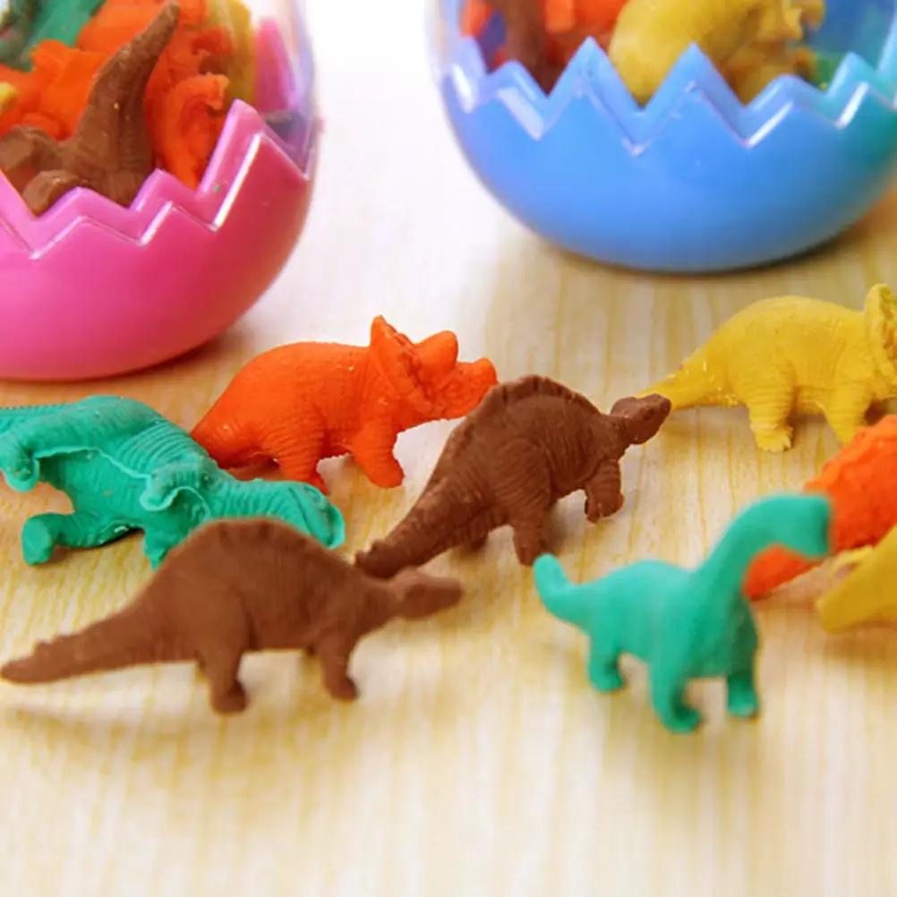 8 Pcs/Pack Erasers Students Stationary Gifts Novelty Dinosaur Egg Pencil Rubber Eraser with Egg School Office Erase Supplies
