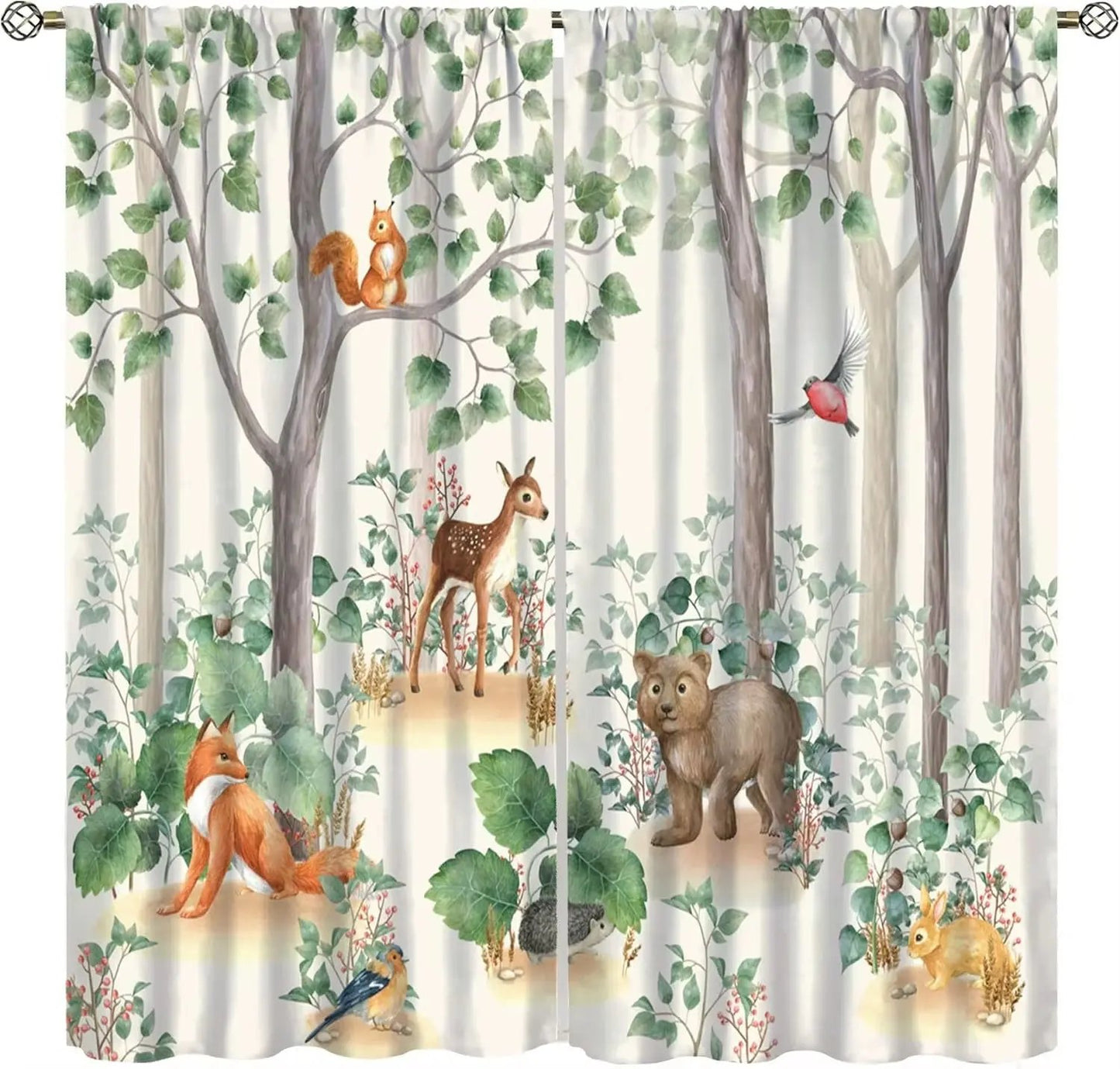 Toddler Dinosaur Curtains, Blue Cartoon Forest Plant Jurassic Cute Dinosaur Animal Windows Treatments Drapes for Boys Kids