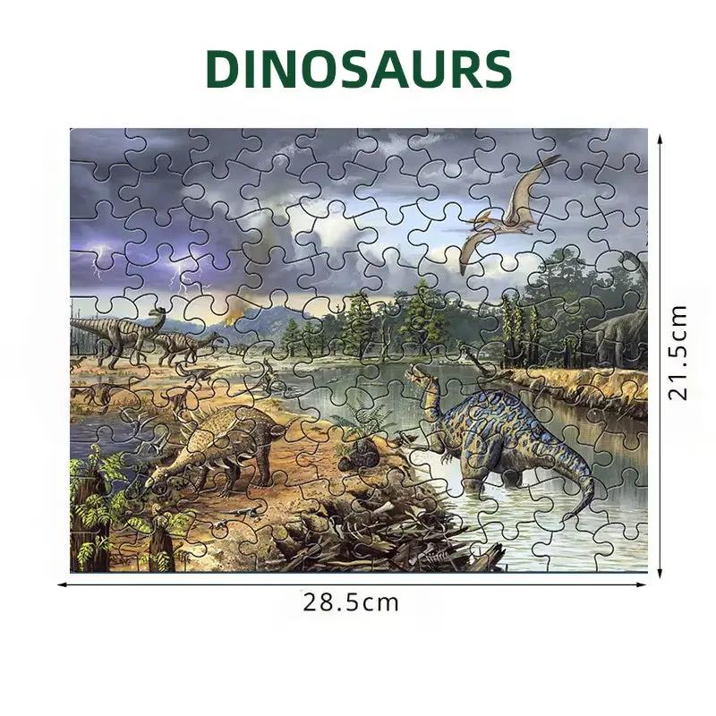 100 Pieces Jigsaw Puzzle Assembling Picture Cartoon Animals Dinosaurs Decompression Puzzles Toy Educational Gifts