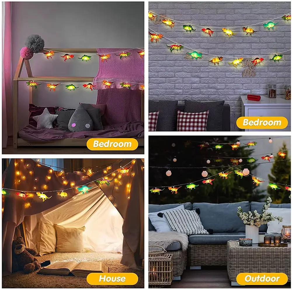 1.5/3M LED Dinosaur String Lights Battery Operated Children Kids Bedroom Fairy Lights Christmas Birthday Party Cartoon Decor
