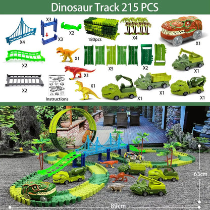 Children Electric Magic Climbing Dinosaur Track Toy Engineering Car Kids Track Car Train Toys for Children Birthday Gift