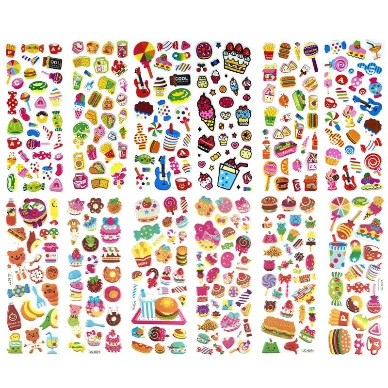 12 Sheets/Set 3D Dinosaur Stickers for Kids Toys Home Wall Decor Cartoon Sticker Scrapbooking Boys Notebook Diary Label