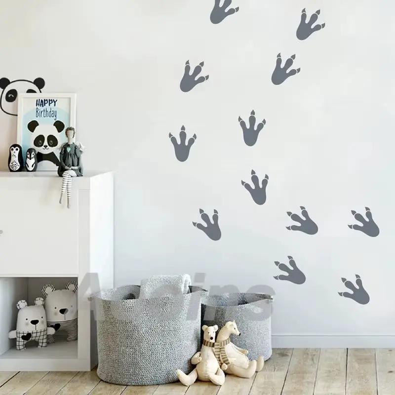 Dinosaur Paw Print Wall Decals Vinyl Stickers , Cartoon Dinosaur Claw Pattern Wall Stickers for Kids Room Cute Decor