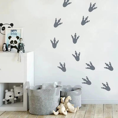 Dinosaur Paw Print Wall Decals Vinyl Stickers , Cartoon Dinosaur Claw Pattern Wall Stickers for Kids Room Cute Decor