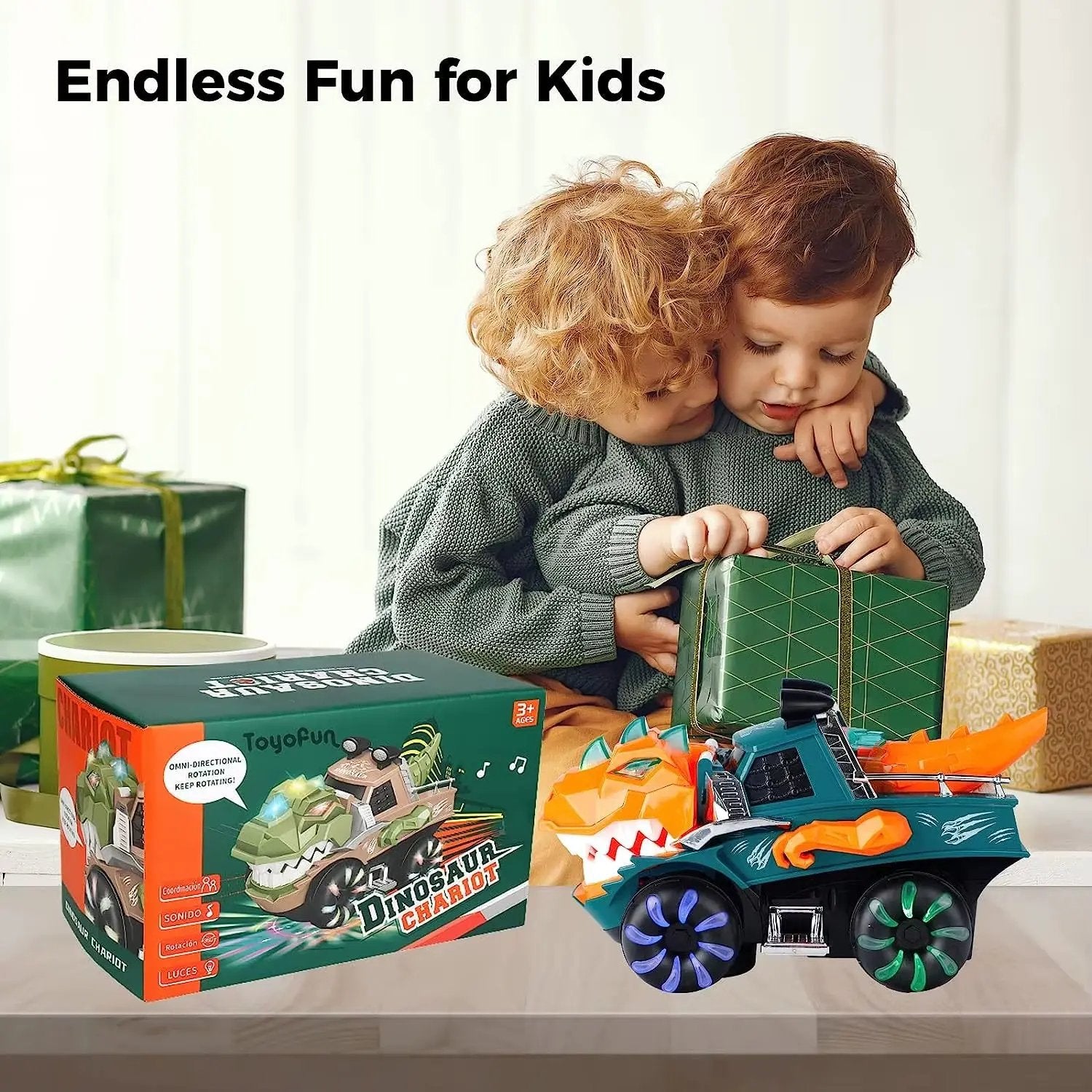 Dinosaur Car Toy for Kids - Electric Dancing Deformation Rotating Features Perfect Gift for Boys & Girls on Christmas or Birthda