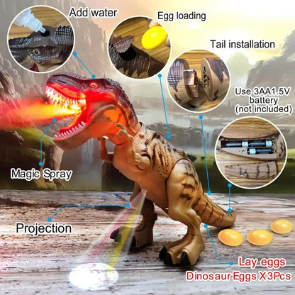 Electric Toy Large Size Walking Spray Lay Eggs Dinosaur Robot for Kids with Light Sound Mechanical Dinosaurs Model Toys