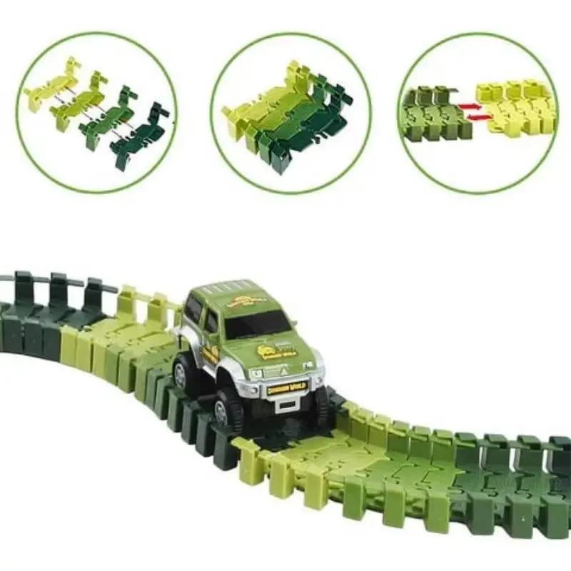 Ultimate Dinosaur 360 Track Set New DIY Assembly Jurassic Dinosaur Track Set Electric Dinosaur Track Car Toy Set