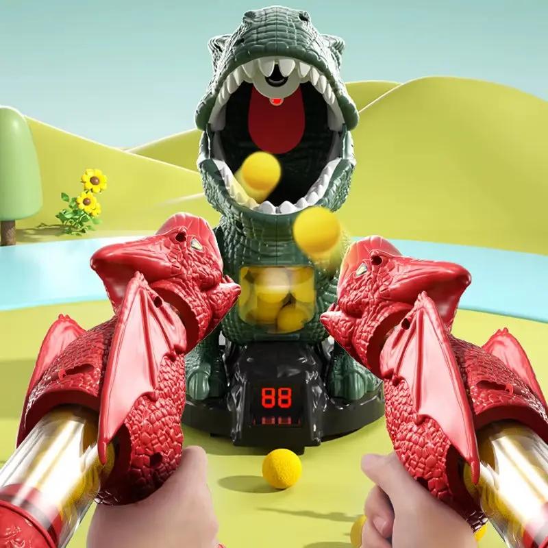 Kid Dinosaur Shooting Transporter Truck Tyrannosaurus Rex Ball Soft Bullet Gun Parent Child Interactive Puzzle Outdoor Sport Toy