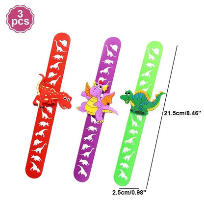 Dinosaur Party Goodie Bags Fillers Tattoo Keychain Rubber Slap Bracelet Dino Ring Kids Dinosaur Birthday Party Supplies Gift Toy
