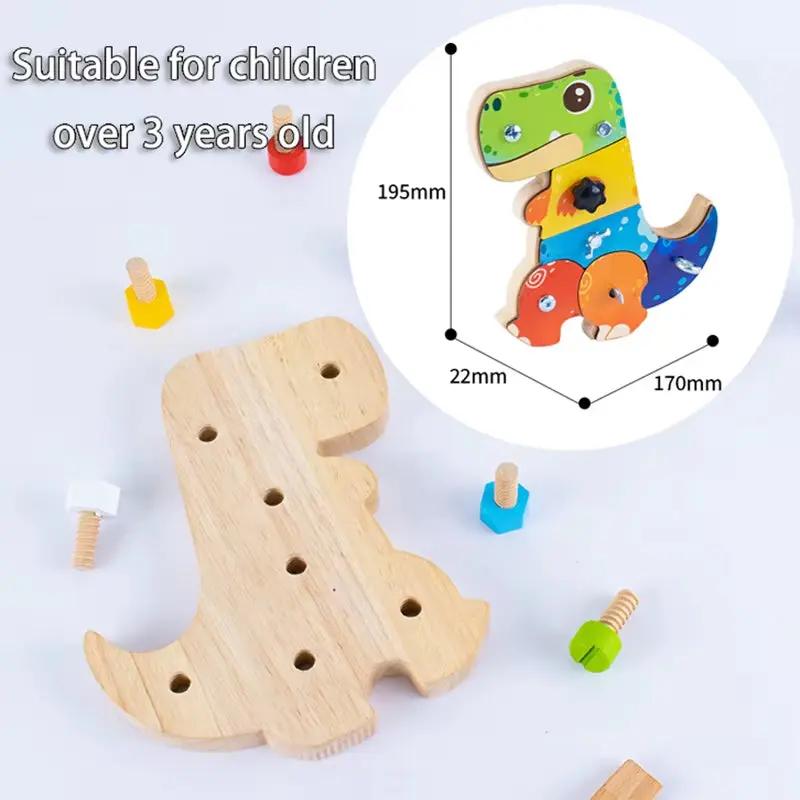 Dinosaur Screwdriver Board Montessori Toys Fine Motor Skills Sensory Screw Nut Busy Board Activity Educational Wooden Kids Toys