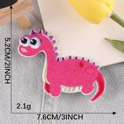 1 Pcs Cute Dinosaur Embroiled Fabric Patch Self-Adhesive Cloth Bag DIY Clothing Shoes and Hats Fusible Embroidered Patches