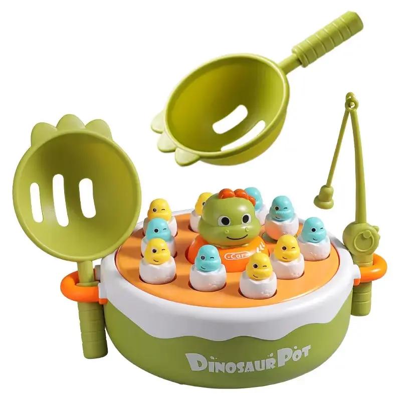 Dinosaur Multi Functional Magnetic Fishing Wheel Toy Set Bouncing Dinosaur Wheel Rotating Music Children'S Toy