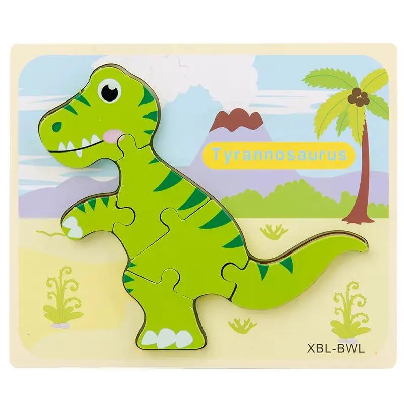 Baby Wooden Cartoon Dinosaur 3D Puzzle Jigsaw for Kids Boy Girl Montessori Early Learning Educatioanl Puzzle Toys