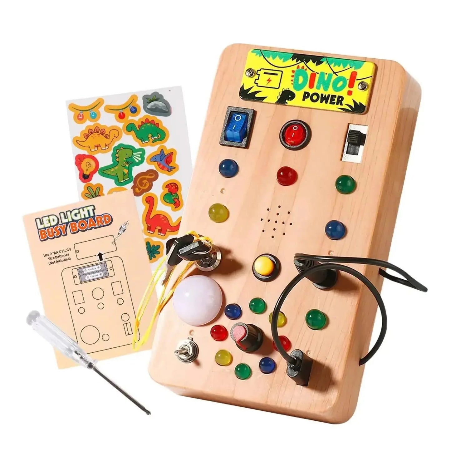 Children'S Montessori LED Light Busy Board Simulation Switch Power Board Light Button Intelligence Early Education Learning Toys