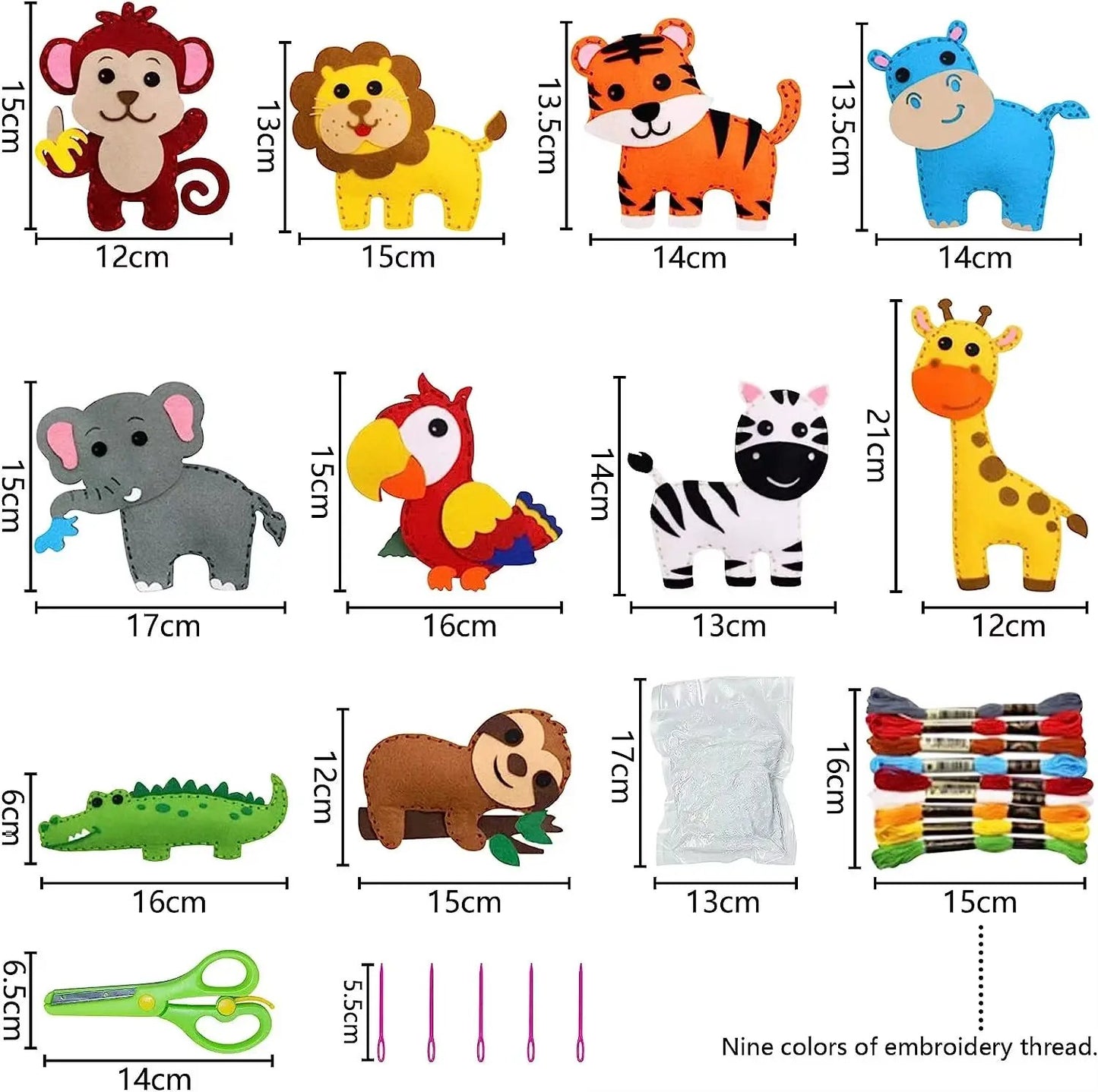 Dinosaur Sewing Craft Kit DIY Kids Craft Sew Set Educational Beginners Sewing Stuffed Christmas Sewing Craft Kit Felt Ornaments