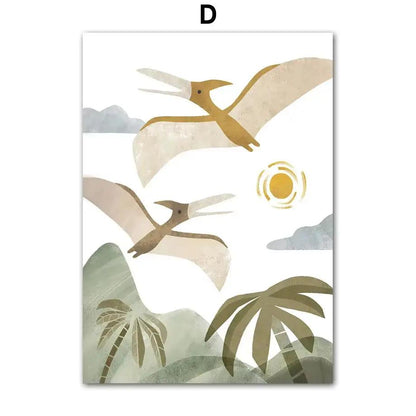 Dinosaur Brachiosaurus Tyrannosaurus Triceratops Wall Art Canvas Painting Nordic Posters and Prints Picture Baby Kids Room Decor