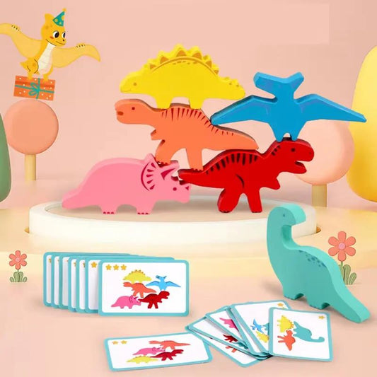 Wooden Dinosaur Stacking High Toy Color Animal Stacking Block Balance Game Educational Toys Fine Motor Training for Children