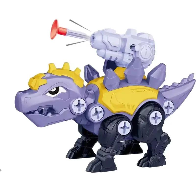 Children'S Dinosaur 3D Puzzle Toys Press to Fire Bullets DIY Detachable Assembly Screw Toys ﻿