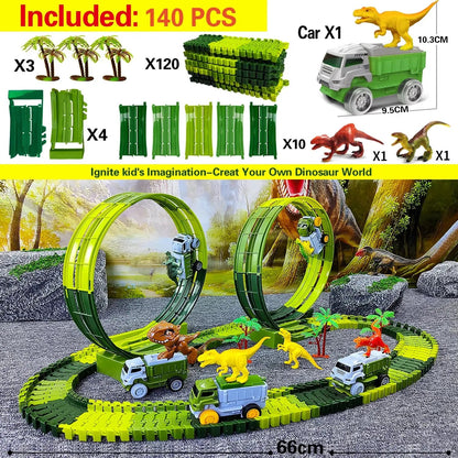 Magical Race Track Dinosaur Car Rail Racing Electronic Car Toys Flexible Track Toy Cars Educational Toys for Boys Birthday Gift