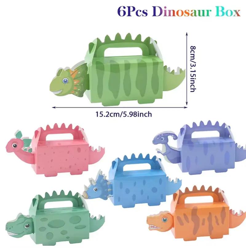 6Pcs Dinosaur Candy Boxes Happy 1St Birthday Party Decoration Kids Gifts Packaging Box Dino Baby Shower Supplies Box Bag