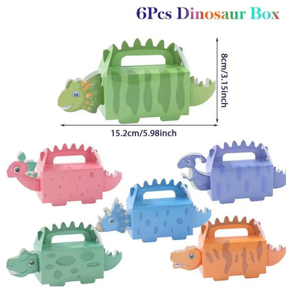 6Pcs Dinosaur Candy Boxes Happy 1St Birthday Party Decoration Kids Gifts Packaging Box Dino Baby Shower Supplies Box Bag