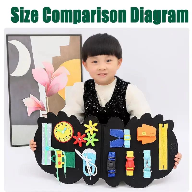Children Busy Board Montessori Toys Dinosaur Dressing Learning Board Fine Motor Skills Training Sensory Early Education Toy Gift