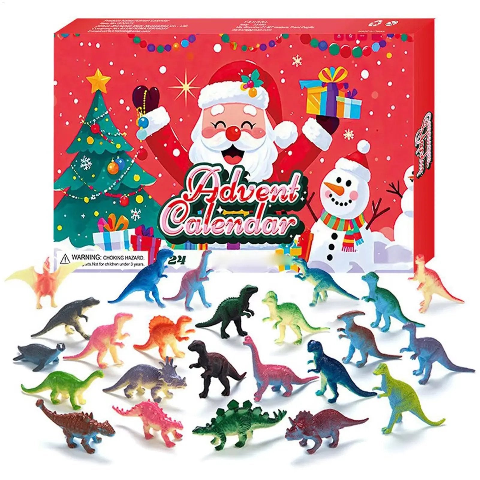 Christmas Dinosaur Countdown Calendar Ornaments 24Pcs Dinosaur Figurine Dinosaur Advent Calendar Kid Hole Fun Christmas Gift