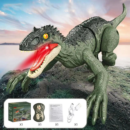 Remote Control Dinosaur Toys RC Electric Walking Jurassic Dinosaur Simulation Velociraptor Toy with LED Light Roaring for Kids