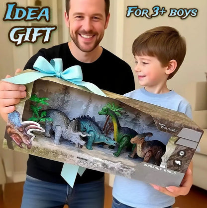 A Gift Set of Dinosaur Toys, Running Mechanical Animal Toy That Walks Automatically When Wound Up. Birthday Gift for Children.