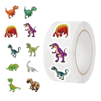 500Pcs Cute Dinosaur Pattern Reward Encouragement Sticker Roll for Kids Motivational Stickers with Cute Animals for Students