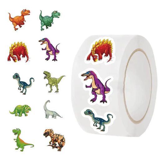 500Pcs Cute Dinosaur Pattern Reward Encouragement Sticker Roll for Kids Motivational Stickers with Cute Animals for Students