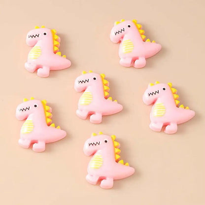 10Pcs 21*19Mm Cute Resin Dinosaur Flatback Cabochon Scrapbooking for Girls DIY Hairpin Headband Embellishments Birthday Gifts