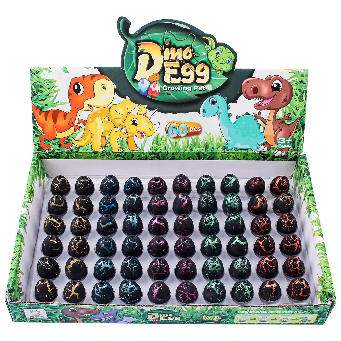 60Pcs Magic Dinosaur Eggs Hatching in Water Growing Dinosaur Egg Animal Breeding Educational Toys for Children Kids Gifts