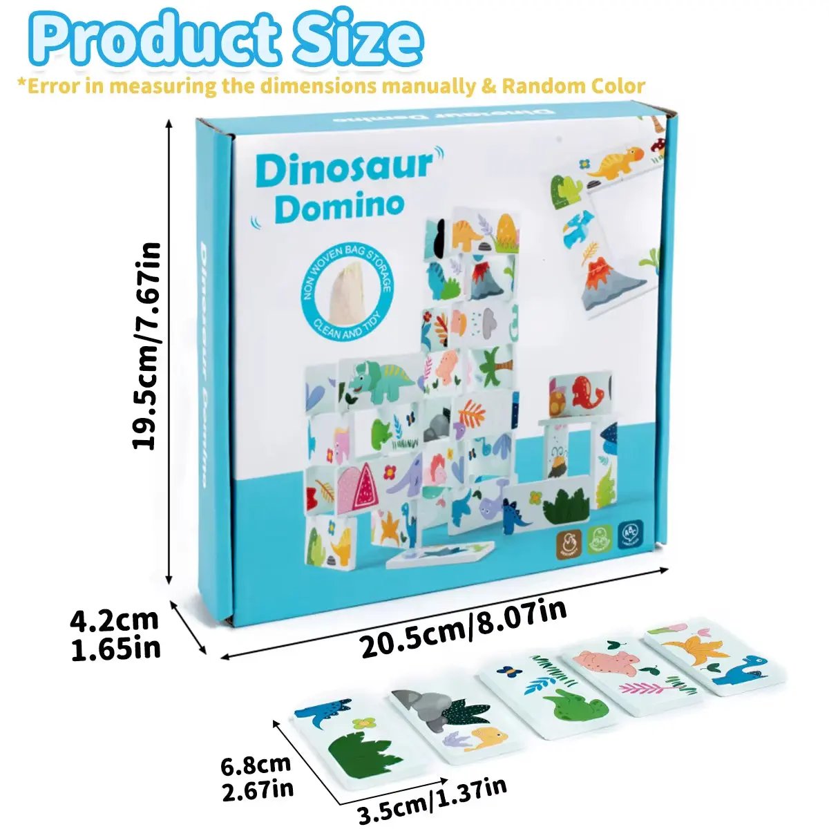 Kids Educational Dinosaur Domino Matching Exercise Fine Motor Hand-Eye Coordination Stacking Building Blocks Montessori Toys