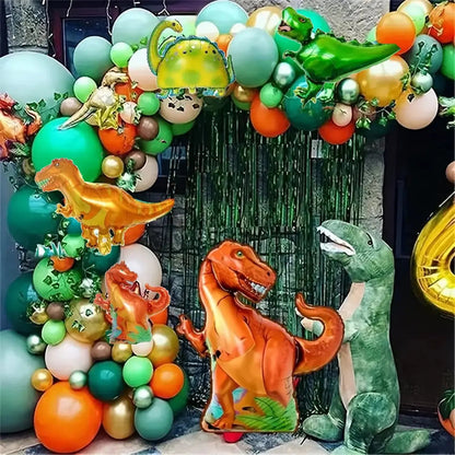 6Pcs Mini Dinosaur Tyrannosaurus Rex Triceratops Balloon Set Jurassic Jungle Dinosaur Theme Boys Birthday Party Decoration