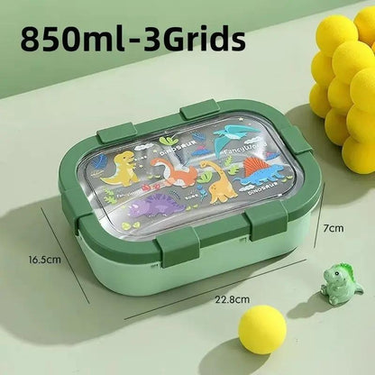 Cartoon Lunch Box Stainless Steel Compartment Bento Box Microwave Available Food Container Students Office Worker Portable Bento