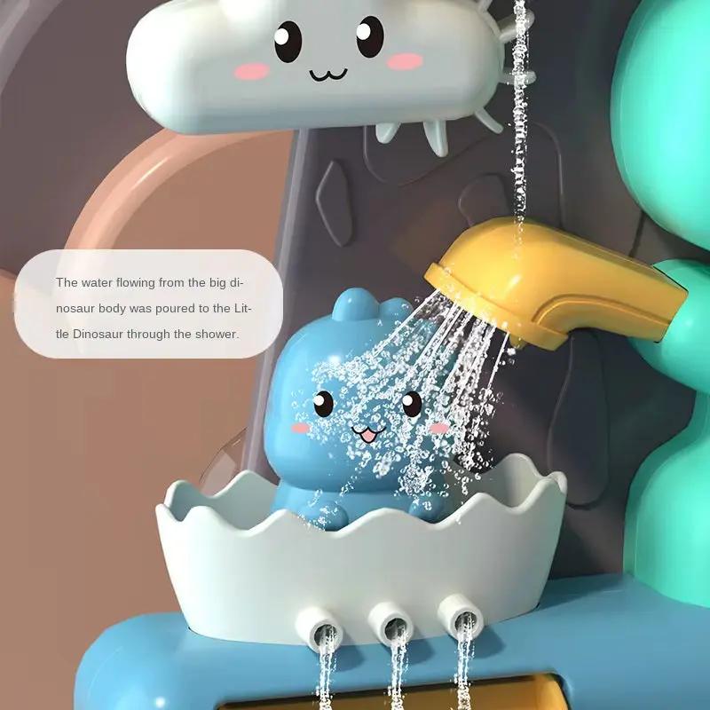Baby Bath Toys for Kids Cartoon Dinosaur Suction Cup Dinosaur Bath Toys for Toddlers Animal Sprinkler Waterwheel Water Spray Toy