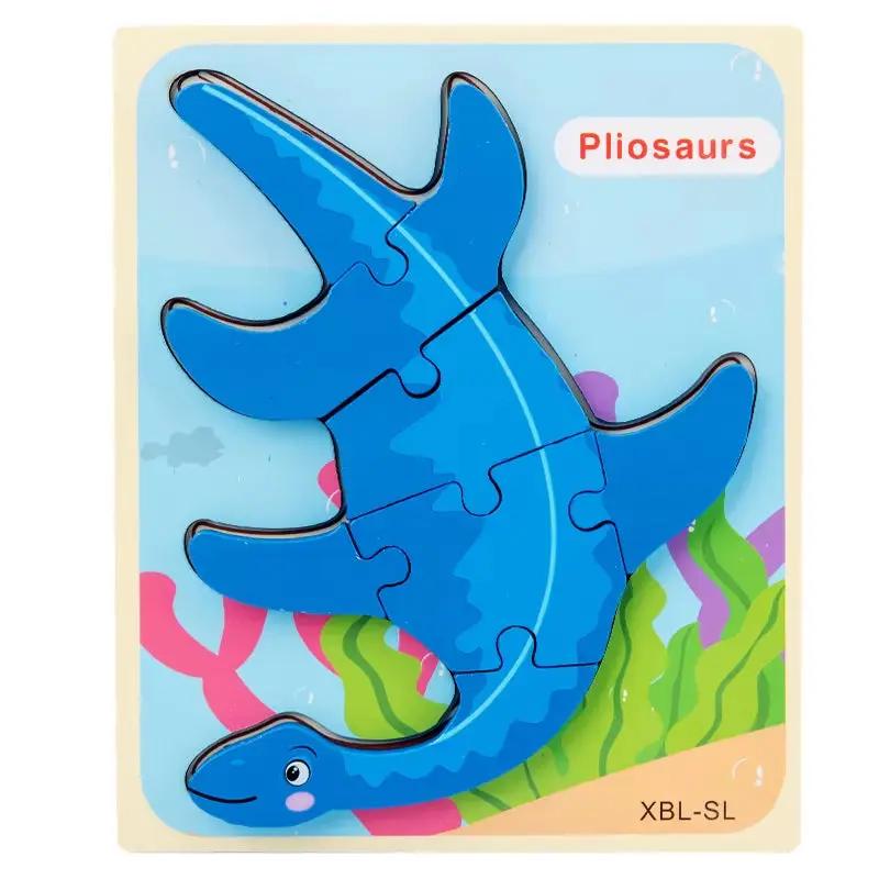 Baby Wooden Cartoon Dinosaur 3D Puzzle Jigsaw for Kids Boy Girl Montessori Early Learning Educatioanl Puzzle Toys