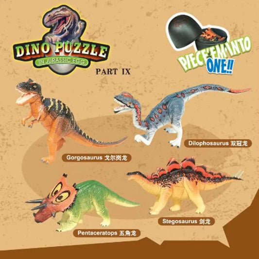 4Pcs 4D Stereoscopic Assembly Dinosaur Egg Piece and Insert Dinosaur Dinosaur Simulation Model Toy Educational Toys for Children