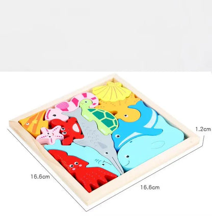 Hot New 3D Puzzle Wooden Toys Baby Learning Educational Hand Grasp Board Cartoon Animal Fruit and Vegetable Jigsaw Toy Gifts