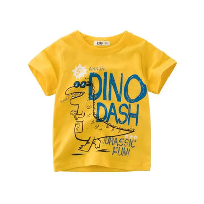 2 3 4 5 6 7 8 Years Kids Boys Clothes 100% Cotton Short Sleeve T-Shirts Dinosaur Cartoon Children Clothes Kids Summer Clothing