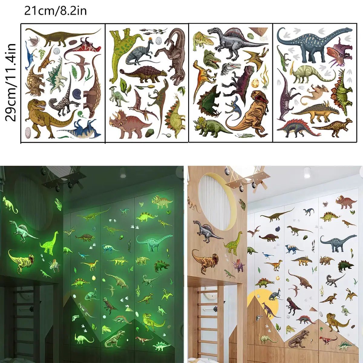 Luminous Dinosaur Wall Sticker for Kids Room Decals Glow in the Dark Removable Dino Glowing Luminous Stickers Children'S Bedroom