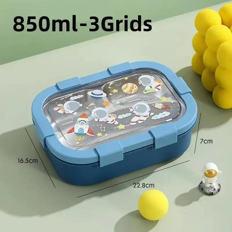 Cartoon Lunch Box Stainless Steel Compartment Bento Box Microwave Available Food Container Students Office Worker Portable Bento