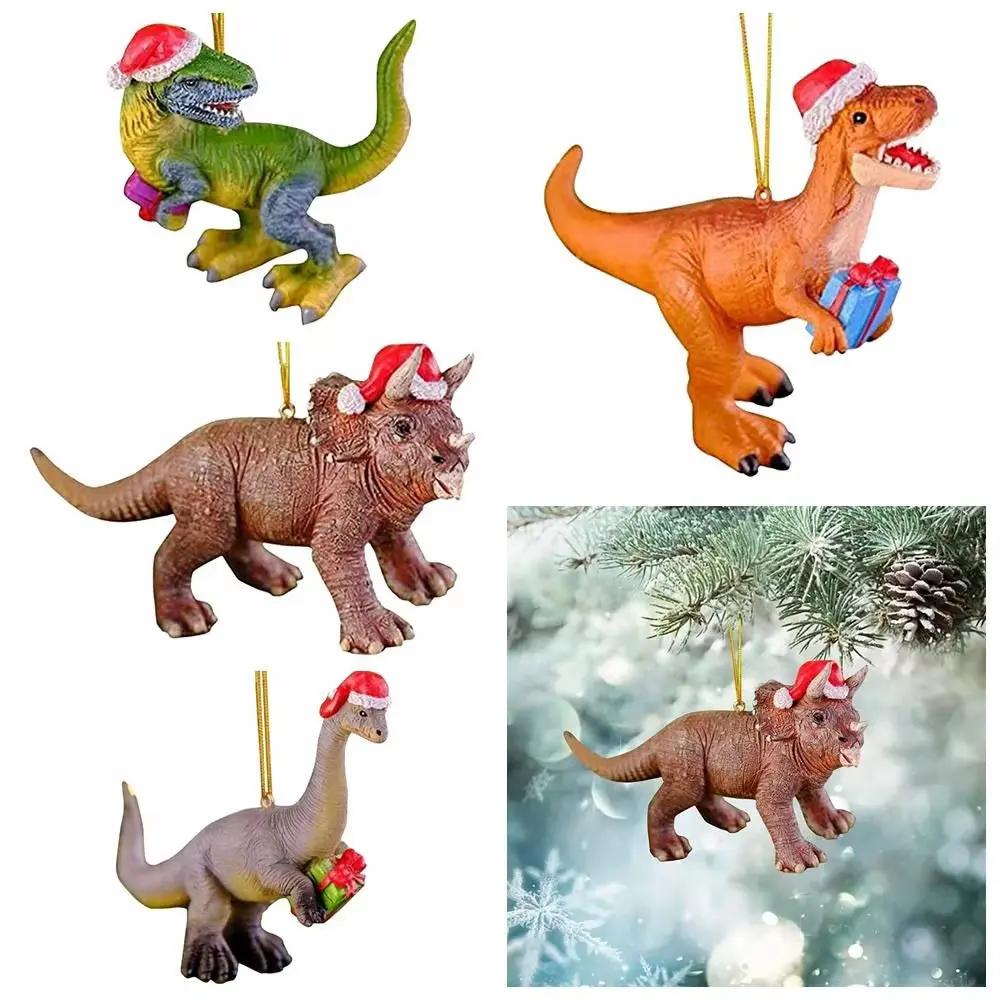 2D Acrylic Dinosaur Pendant Dinosaur Acrylic Xmas Tree Dragon Ornaments Cute Eye-Catching Dinosaur Car Mirror Pendant Office