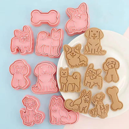 8 Pcs/Set Cookie Cutters Plastic 3D Dinosaur Shape Cartoon Pressable Biscuit Mold Cookie Stamp Kitchen Baking Pastry Bakeware