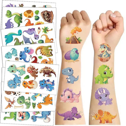 10Pcs Cartoon Dinosaur Tattoo Stickers Cute Animal Birthday Party Temporary Tattoos Sticker Pack Funny Kids Christmas Gift Toy