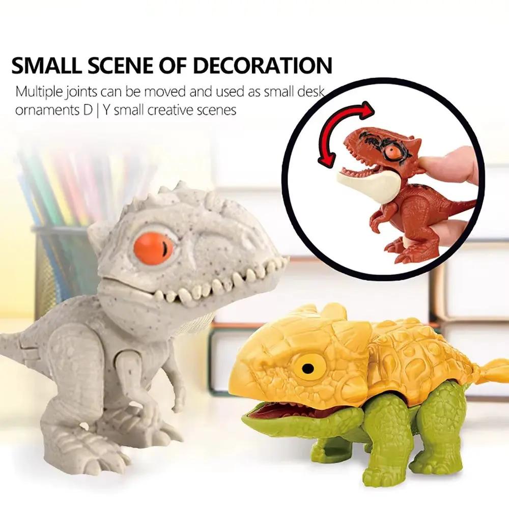 Mini Cartoon Animal Tyrannosaurus Toy Plastic Hand Funny Bite Finger Dinosaurs Mobile Joint Animal Finger Hand Doll Prop