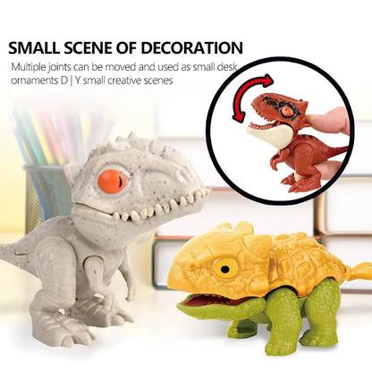 Mini Cartoon Animal Tyrannosaurus Toy Plastic Hand Funny Bite Finger Dinosaurs Mobile Joint Animal Finger Hand Doll Prop