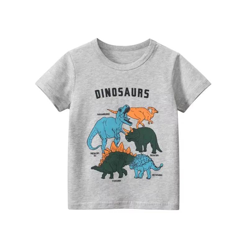 2 3 4 5 6 7 8 Years Kids Boys Clothes 100% Cotton Short Sleeve T-Shirts Dinosaur Cartoon Children Clothes Kids Summer Clothing